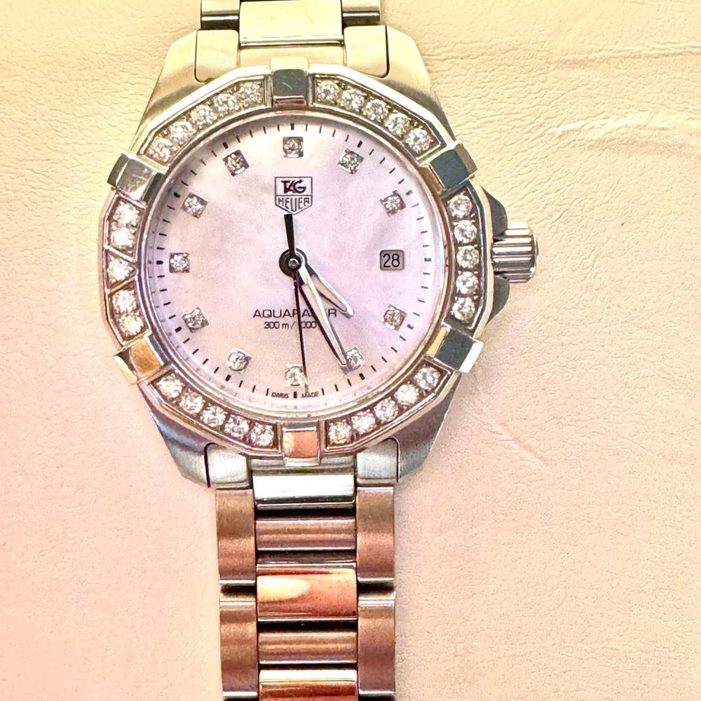 Tag Heuer Silver Luxury Watch with Sparkling Bezel